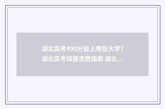 湖北高考490分能上哪些大学？湖北高考填报志愿指南 湖北高考490分能上什么大学本科专业