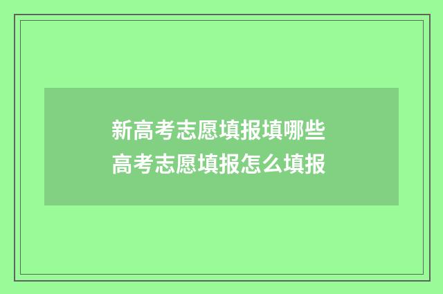 新高考志愿填报填哪些 高考志愿填报怎么填报