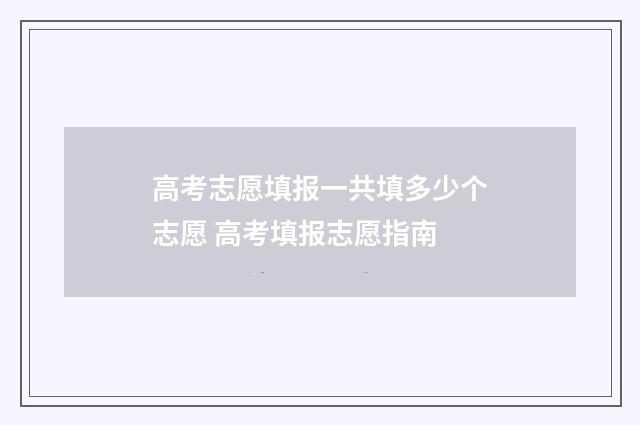 高考志愿填报一共填多少个志愿 高考填报志愿指南