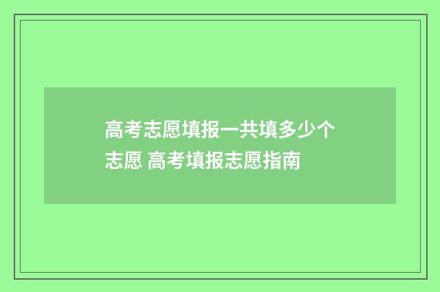 高考志愿填报一共填多少个志愿 高考填报志愿指南
