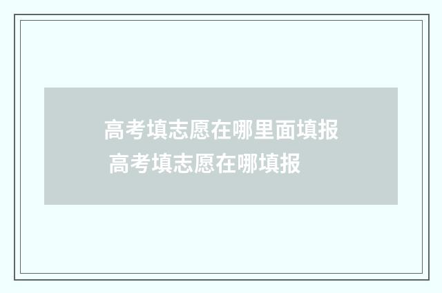 高考填志愿在哪里面填报 高考填志愿在哪填报