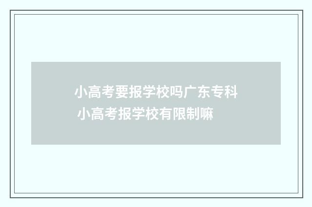 小高考要报学校吗广东专科 小高考报学校有限制嘛