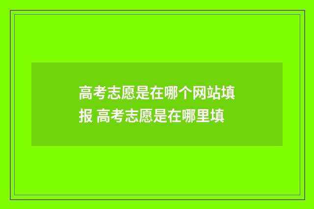 高考志愿是在哪个网站填报 高考志愿是在哪里填
