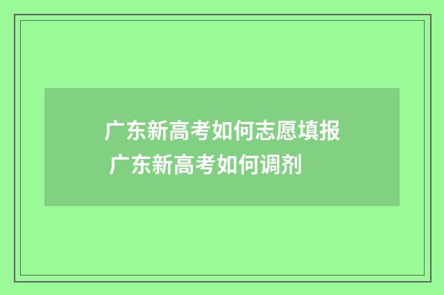 广东新高考如何志愿填报 广东新高考如何调剂