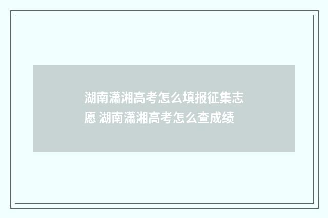 湖南潇湘高考怎么填报征集志愿 湖南潇湘高考怎么查成绩