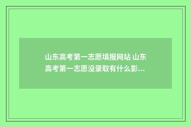 山东高考第一志愿填报网站 山东高考第一志愿没录取有什么影响