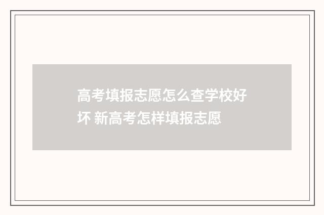 高考填报志愿怎么查学校好坏 新高考怎样填报志愿