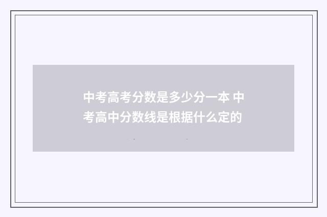 中考高考分数是多少分一本 中考高中分数线是根据什么定的