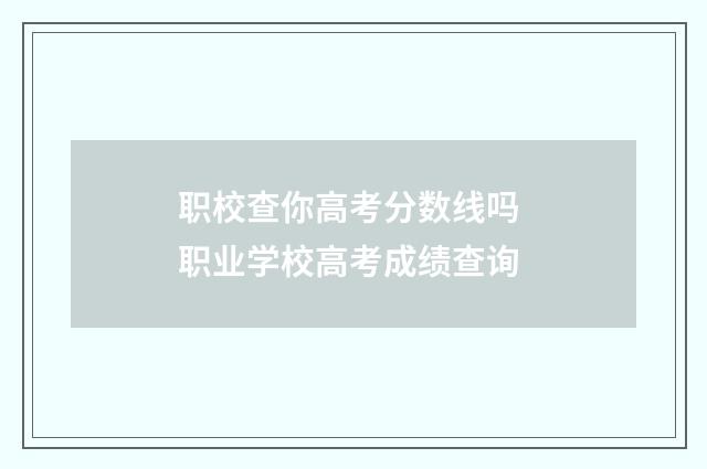 职校查你高考分数线吗 职业学校高考成绩查询