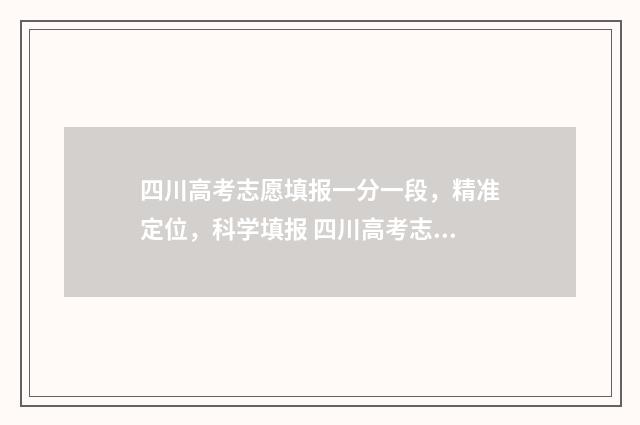 四川高考志愿填报一分一段，精准定位，科学填报 四川高考志愿填报指南手册
