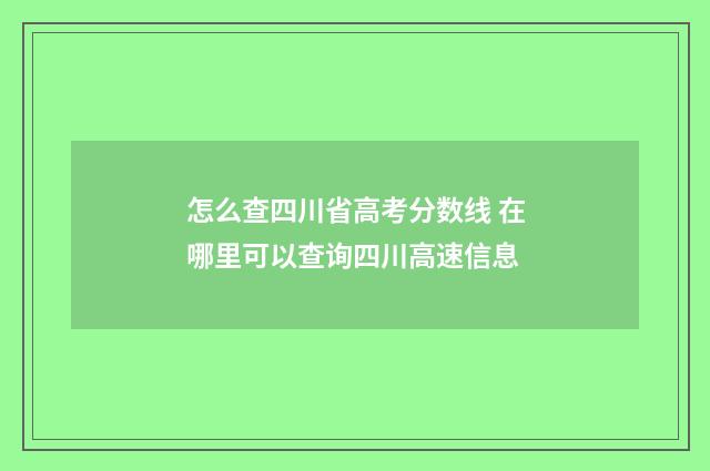 怎么查四川省高考分数线 在哪里可以查询四川高速信息