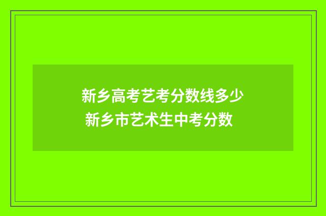 新乡高考艺考分数线多少 新乡市艺术生中考分数