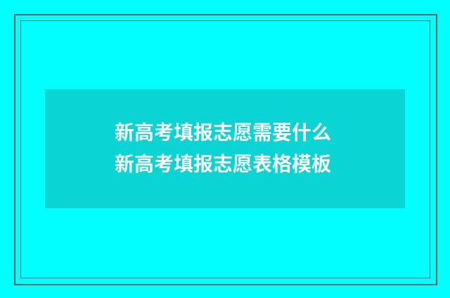 新高考填报志愿需要什么 新高考填报志愿表格模板