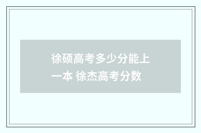 徐硕高考多少分能上一本 徐杰高考分数