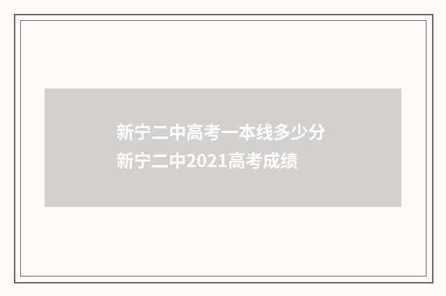 新宁二中高考一本线多少分 新宁二中2021高考成绩