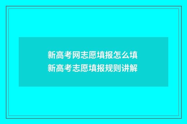新高考网志愿填报怎么填 新高考志愿填报规则讲解