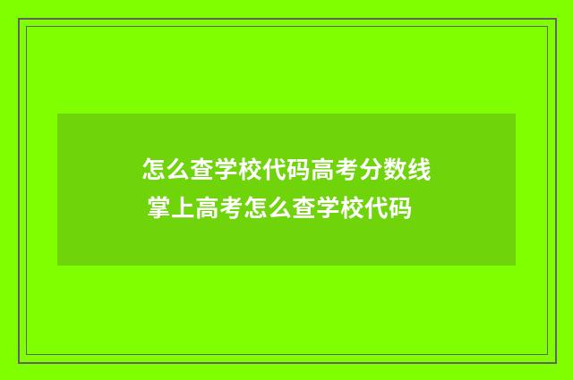 怎么查学校代码高考分数线 掌上高考怎么查学校代码