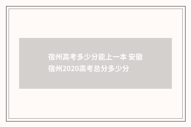 宿州高考多少分能上一本 安徽宿州2020高考总分多少分