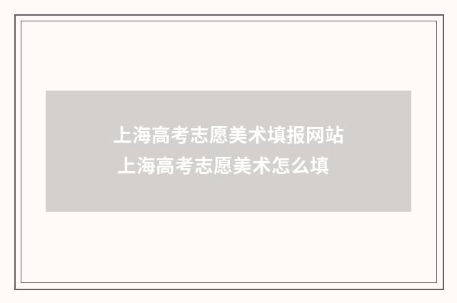 上海高考志愿美术填报网站 上海高考志愿美术怎么填