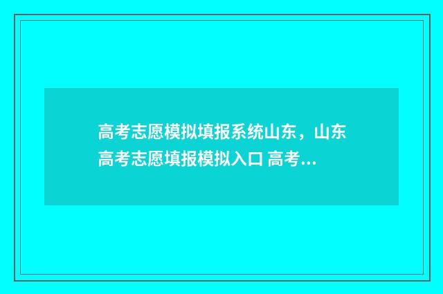 高考志愿模拟填报系统山东，山东高考志愿填报模拟入口 高考志愿模拟填报表样本
