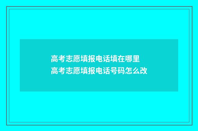 高考志愿填报电话填在哪里 高考志愿填报电话号码怎么改