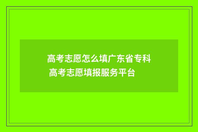 高考志愿怎么填广东省专科 高考志愿填报服务平台