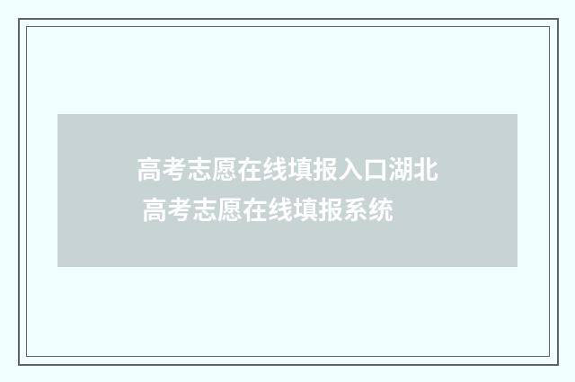 高考志愿在线填报入口湖北 高考志愿在线填报系统
