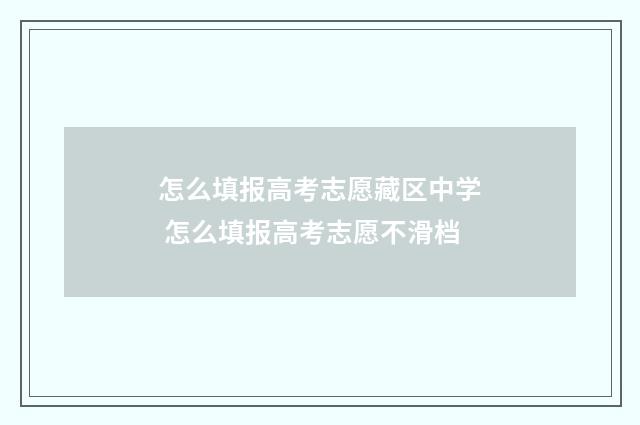 怎么填报高考志愿藏区中学 怎么填报高考志愿不滑档
