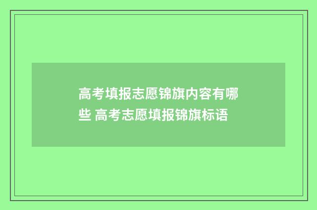 高考填报志愿锦旗内容有哪些 高考志愿填报锦旗标语