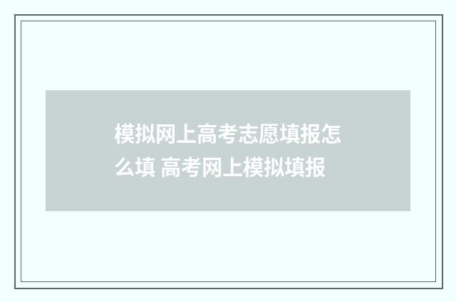 模拟网上高考志愿填报怎么填 高考网上模拟填报