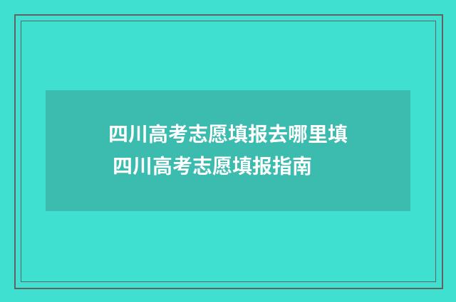四川高考志愿填报去哪里填 四川高考志愿填报指南
