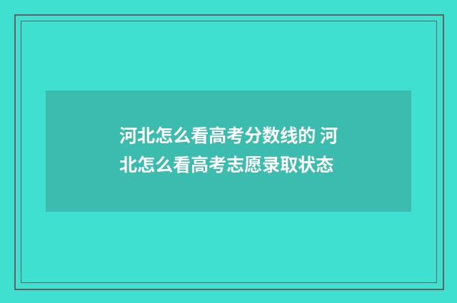 河北怎么看高考分数线的 河北怎么看高考志愿录取状态