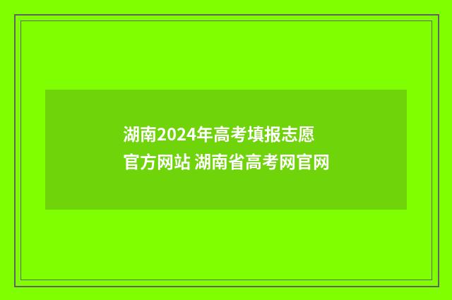 湖南2024年高考填报志愿官方网站 湖南省高考网官网