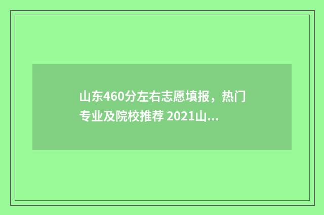 山东460分左右志愿填报，热门专业及院校推荐 2021山东高考460分能上什么学校