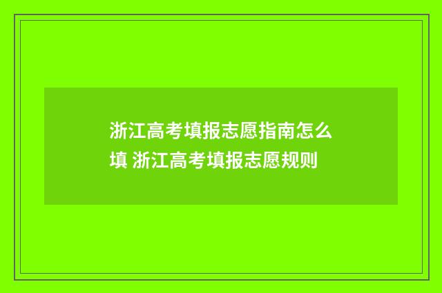 浙江高考填报志愿指南怎么填 浙江高考填报志愿规则