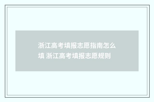 浙江高考填报志愿指南怎么填 浙江高考填报志愿规则