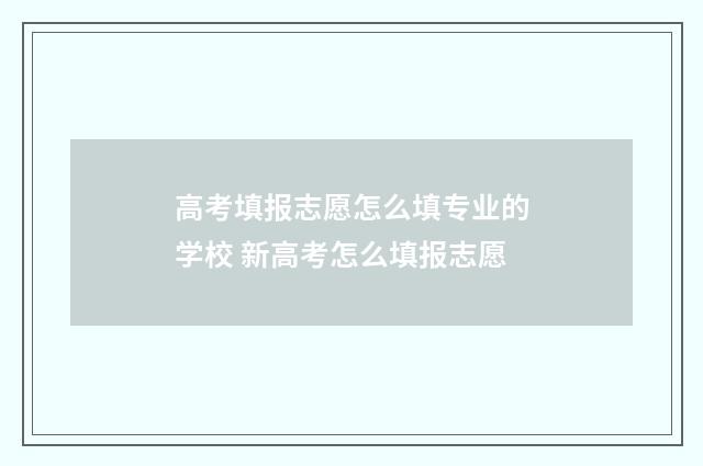 高考填报志愿怎么填专业的学校 新高考怎么填报志愿