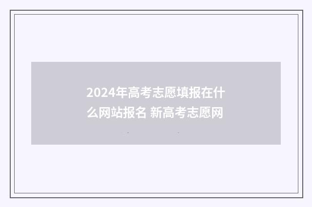 2024年高考志愿填报在什么网站报名 新高考志愿网