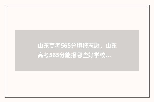 山东高考565分填报志愿，山东高考565分能报哪些好学校 山东高考565分填什么专业