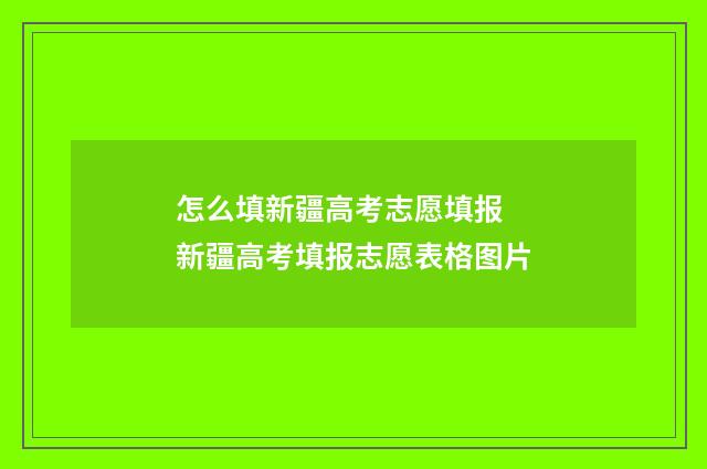 怎么填新疆高考志愿填报 新疆高考填报志愿表格图片