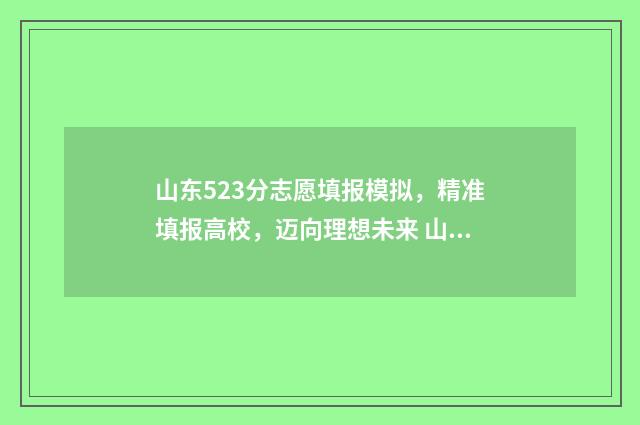 山东523分志愿填报模拟，精准填报高校，迈向理想未来 山东高考523分可以上什么大学
