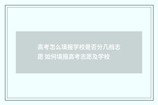 高考怎么填报学校是否分几档志愿 如何填报高考志愿及学校
