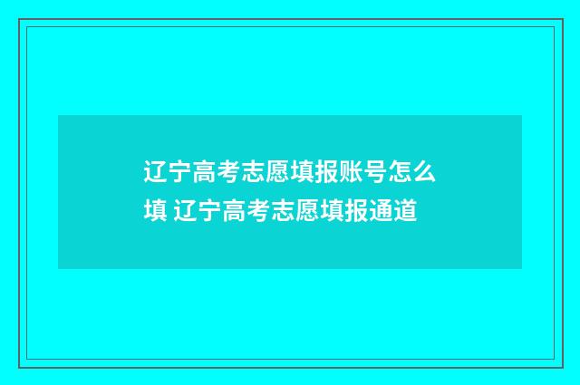辽宁高考志愿填报账号怎么填 辽宁高考志愿填报通道