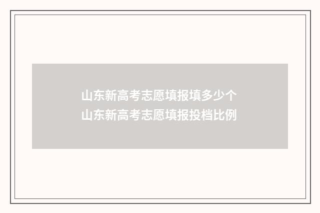 山东新高考志愿填报填多少个 山东新高考志愿填报投档比例