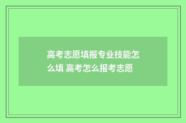 高考志愿填报专业技能怎么填 高考怎么报考志愿