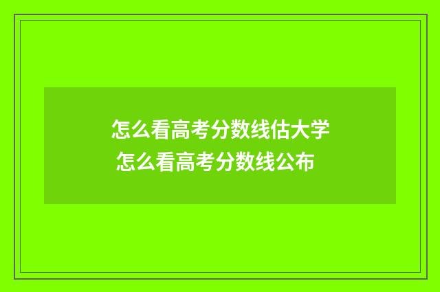 怎么看高考分数线估大学 怎么看高考分数线公布