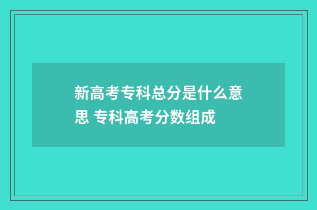 新高考专科总分是什么意思 专科高考分数组成
