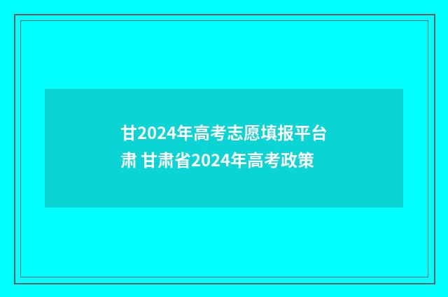 甘2024年高考志愿填报平台肃 甘肃省2024年高考政策