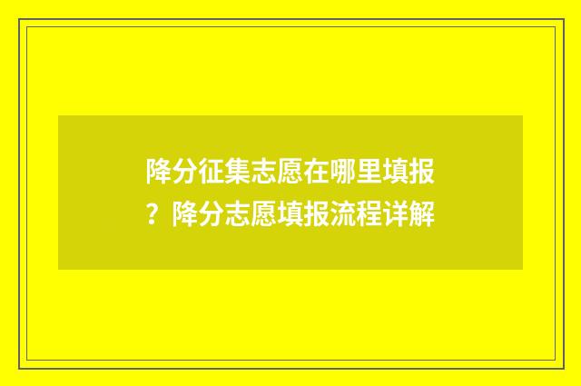 降分征集志愿在哪里填报？降分志愿填报流程详解
