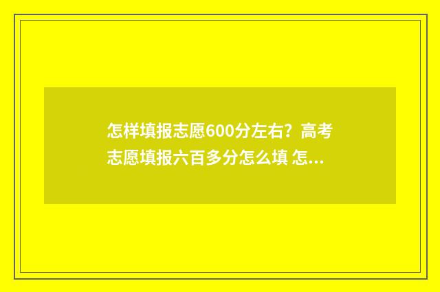 怎样填报志愿600分左右？高考志愿填报六百多分怎么填 怎样填报志愿和选专业不被滑档